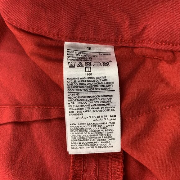 Old Navy Robbie Red Stretch Canvas High Rise Skinny Pixie Pant 16 - Picture 4 of 6